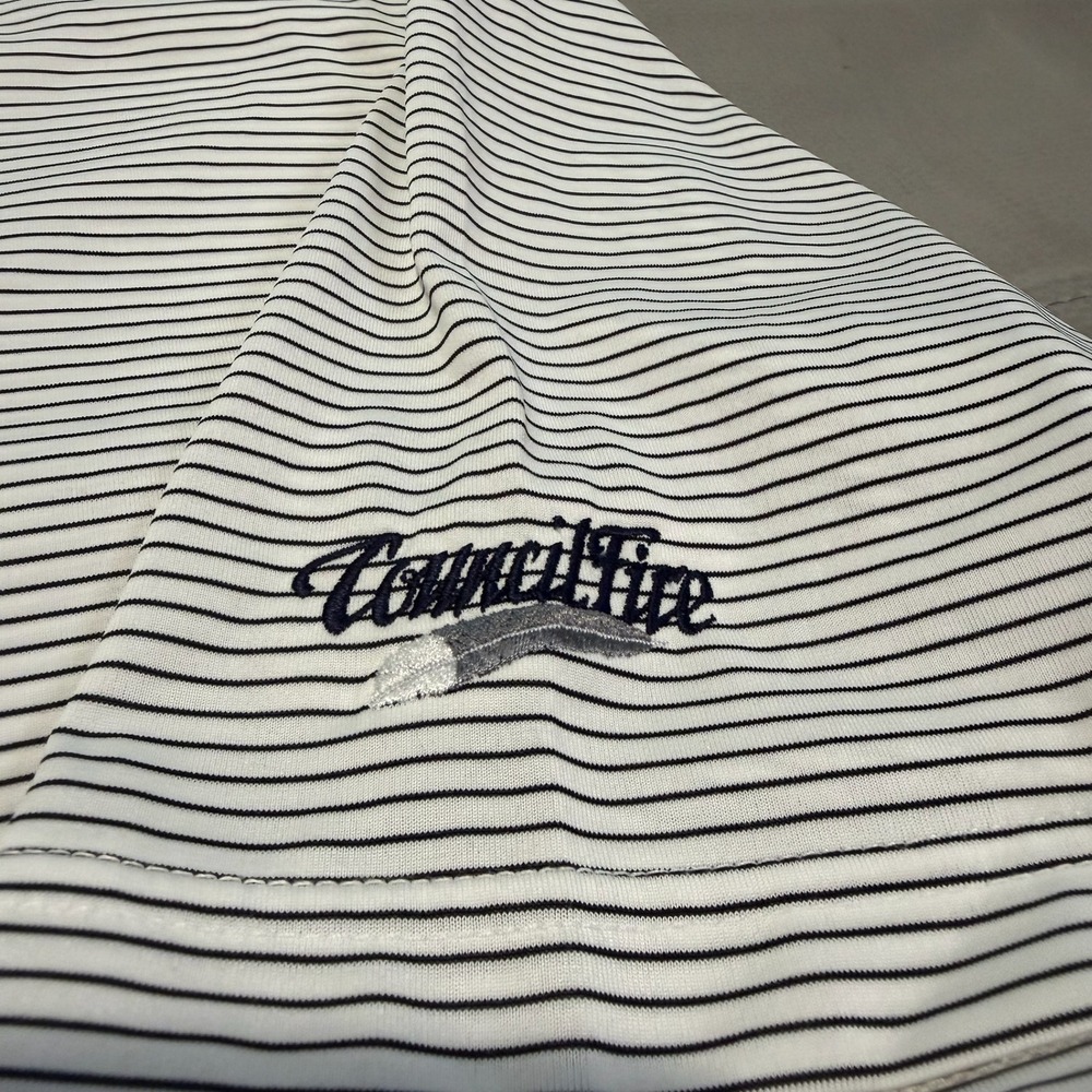 Council Fire Golf Page & Tuttle Cool Swing Men Polo Shirt White Stripe-L-7206